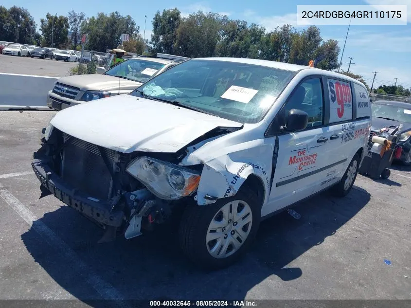 2016 Dodge Grand Caravan American Value Pkg VIN: 2C4RDGBG4GR110175 Lot: 40032645