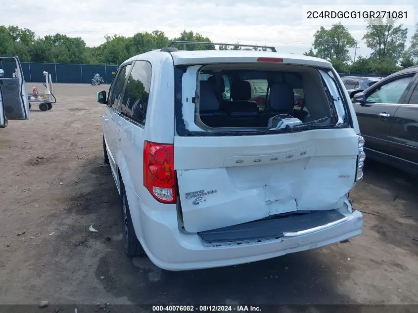 2016 Dodge Grand Caravan Sxt VIN: 2C4RDGCG1GR271081 Lot: 40076082