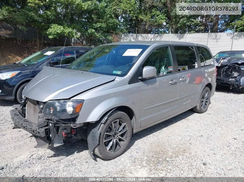 2016 Dodge Grand Caravan Se Plus VIN: 2C4RDGBG1GR378293 Lot: 40172260