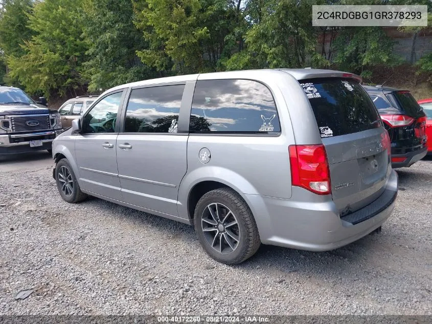 2016 Dodge Grand Caravan Se Plus VIN: 2C4RDGBG1GR378293 Lot: 40172260