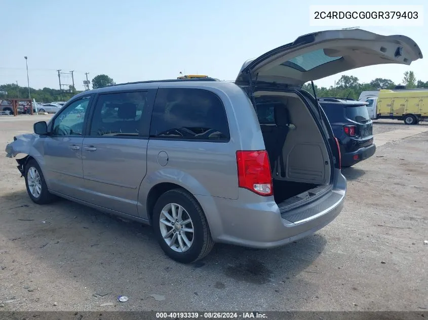 2016 Dodge Grand Caravan Sxt VIN: 2C4RDGCG0GR379403 Lot: 40193339