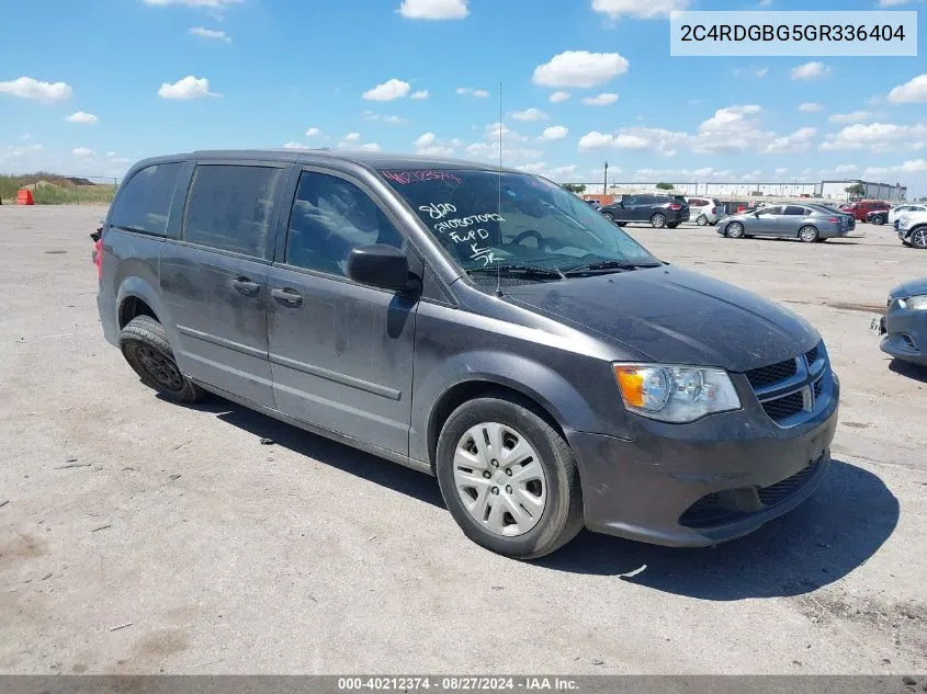 2016 Dodge Grand Caravan American Value Pkg VIN: 2C4RDGBG5GR336404 Lot: 40212374