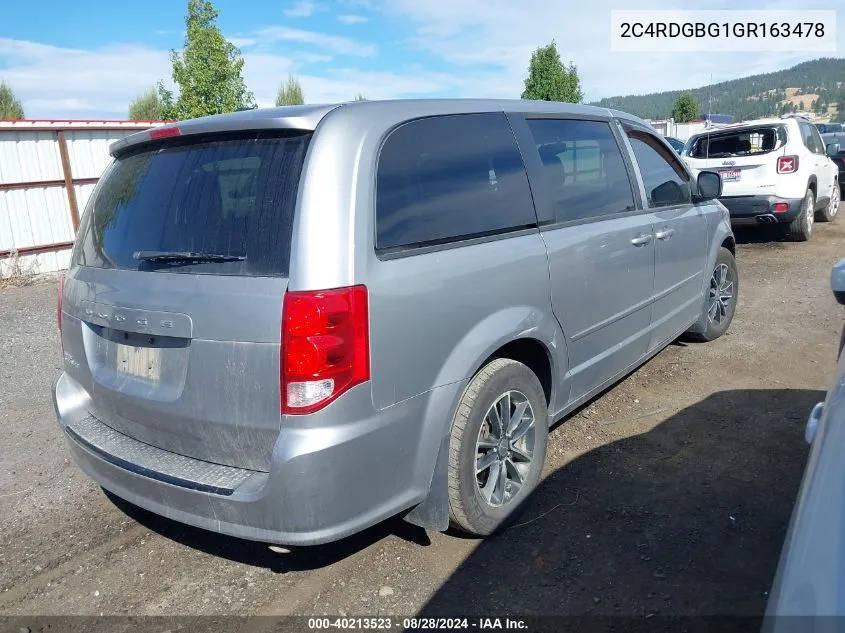 2016 Dodge Grand Caravan Se Plus VIN: 2C4RDGBG1GR163478 Lot: 40213523