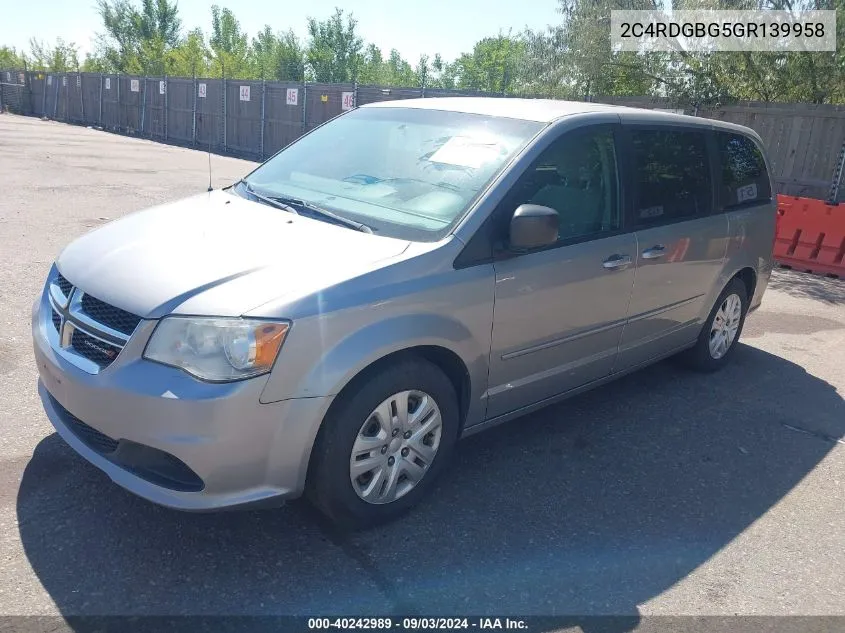 2C4RDGBG5GR139958 2016 Dodge Grand Caravan Se