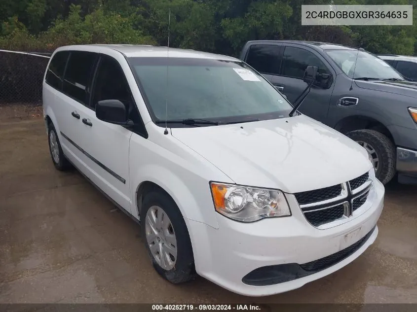 2C4RDGBGXGR364635 2016 Dodge Grand Caravan American Value Pkg