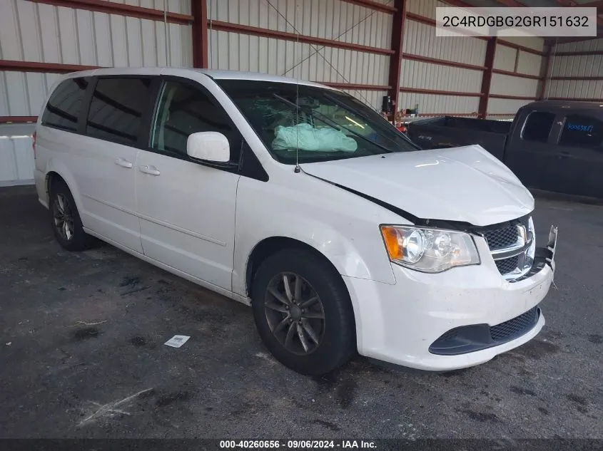 2016 Dodge Grand Caravan Se Plus VIN: 2C4RDGBG2GR151632 Lot: 40260656