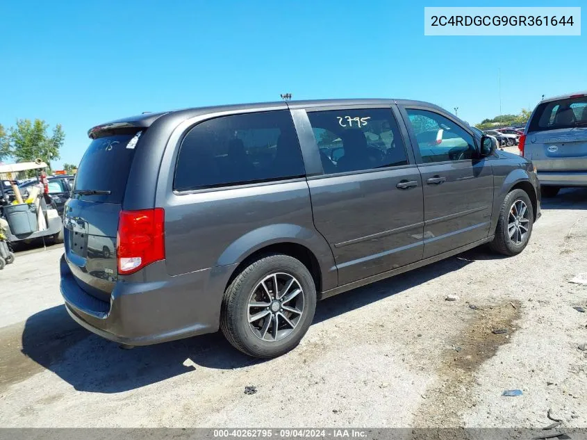 2016 Dodge Grand Caravan Sxt VIN: 2C4RDGCG9GR361644 Lot: 40262795