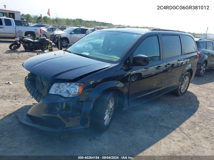 2016 Dodge Grand Caravan Sxt VIN: 2C4RDGCG6GR381012 Lot: 40264154