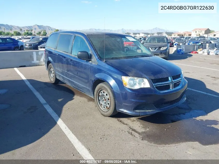 2016 Dodge Grand Caravan Se VIN: 2C4RDGBG7GR122630 Lot: 40279787