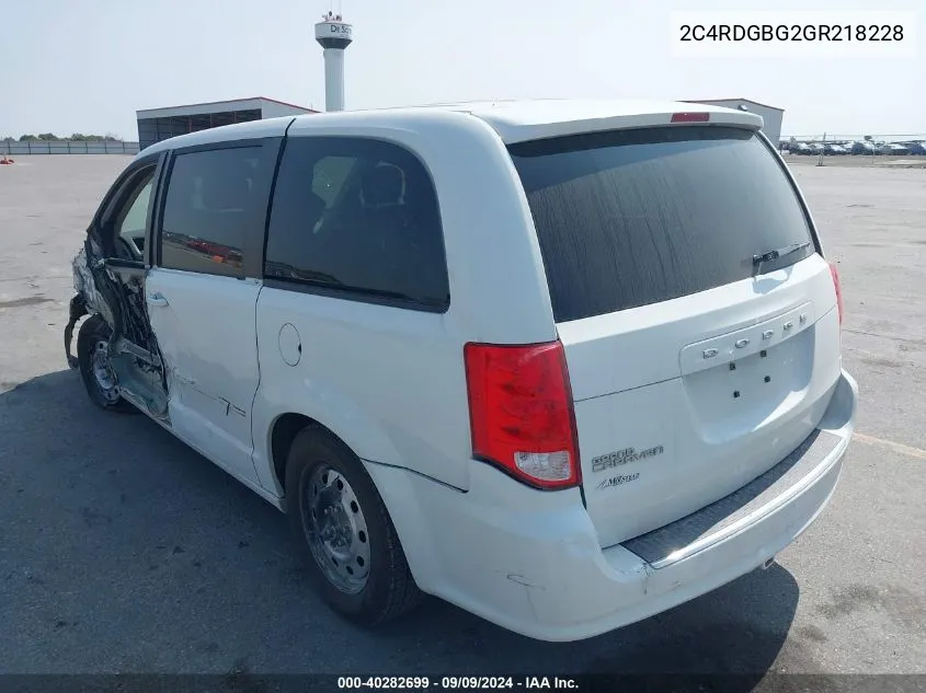 2016 Dodge Grand Caravan Se VIN: 2C4RDGBG2GR218228 Lot: 40282699