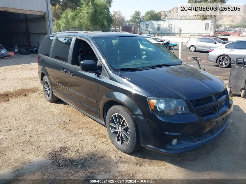 2016 Dodge Grand Caravan R/T VIN: 2C4RDGEG0GR265205 Lot: 40321425