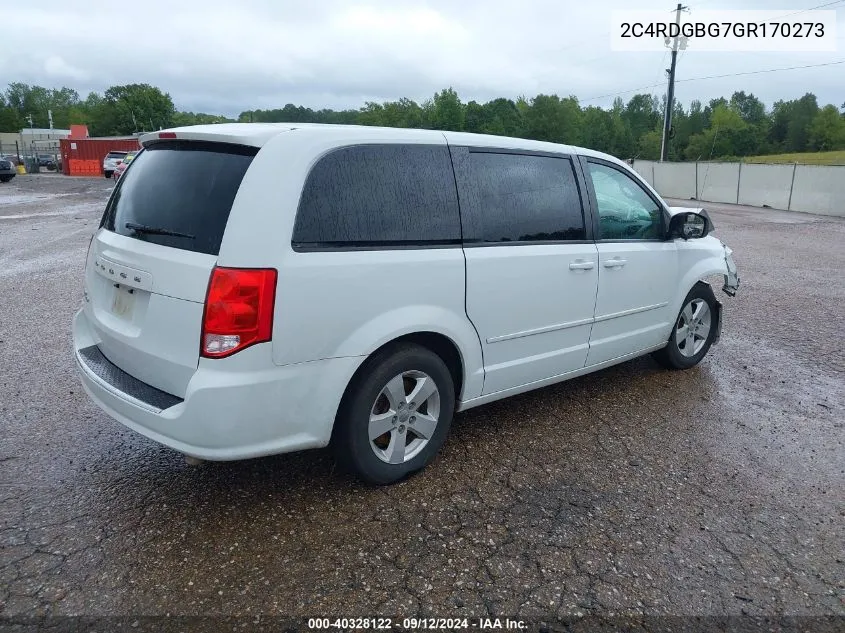 2016 Dodge Grand Caravan Se VIN: 2C4RDGBG7GR170273 Lot: 40328122