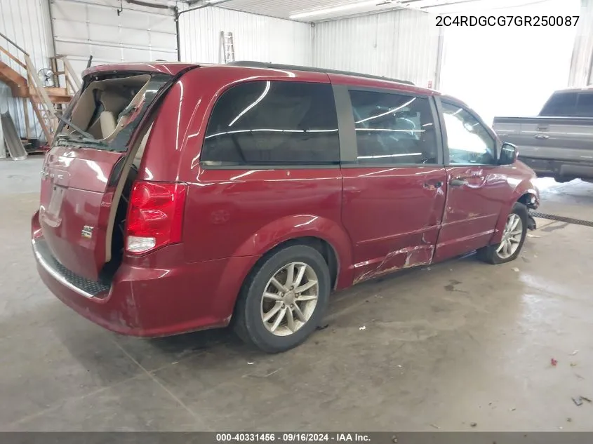 2016 Dodge Grand Caravan Sxt VIN: 2C4RDGCG7GR250087 Lot: 40331456