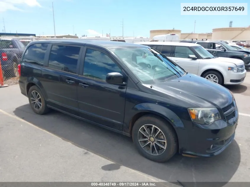 2016 Dodge Grand Caravan Sxt VIN: 2C4RDGCGXGR357649 Lot: 40348749