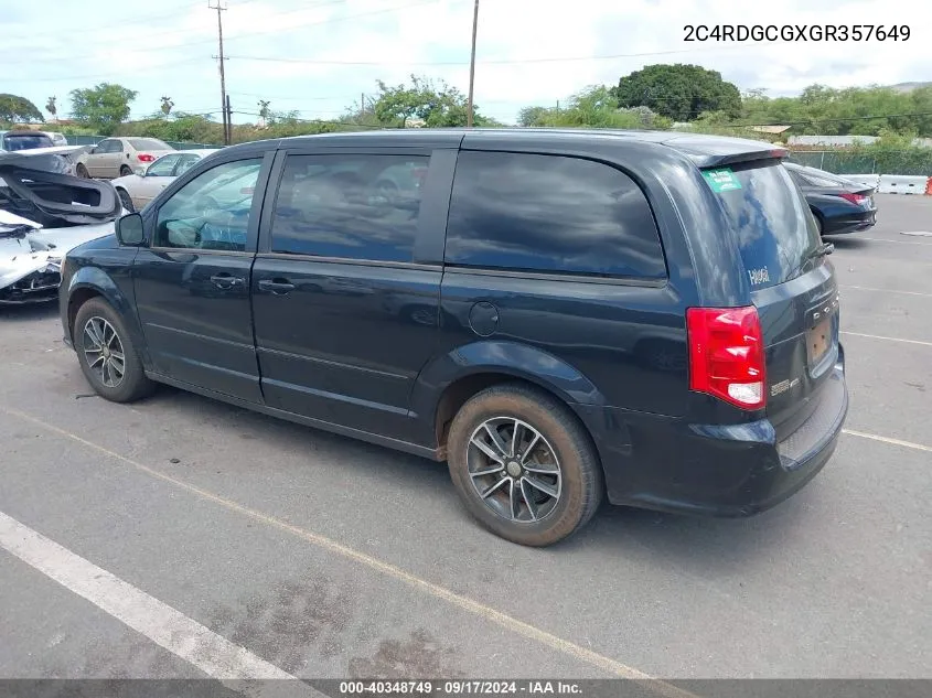 2016 Dodge Grand Caravan Sxt VIN: 2C4RDGCGXGR357649 Lot: 40348749