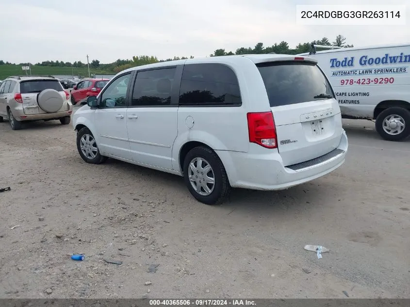 2016 Dodge Grand Caravan Se VIN: 2C4RDGBG3GR263114 Lot: 40365506