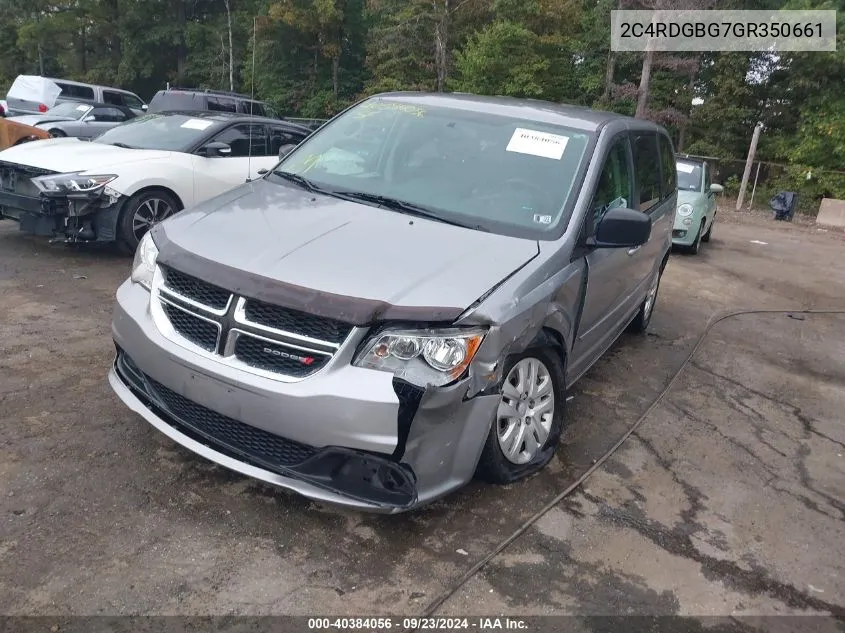 2016 Dodge Grand Caravan Se VIN: 2C4RDGBG7GR350661 Lot: 40384056