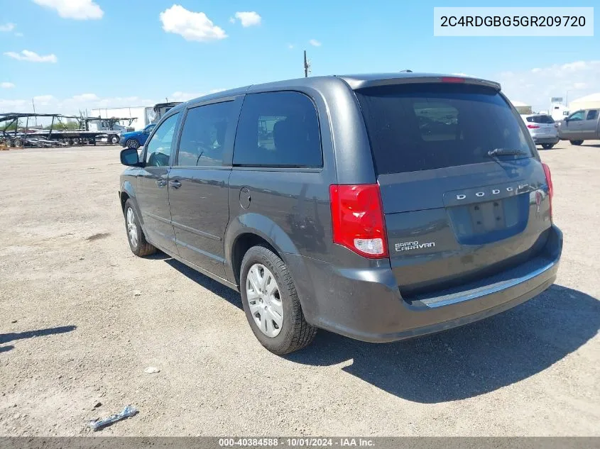 2016 Dodge Grand Caravan Se VIN: 2C4RDGBG5GR209720 Lot: 40384588