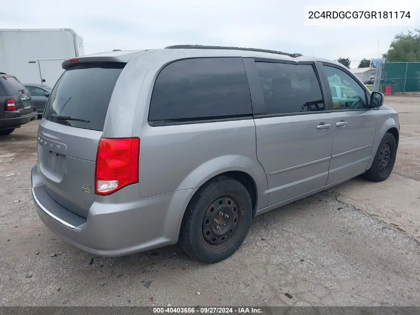 2016 Dodge Grand Caravan Sxt VIN: 2C4RDGCG7GR181174 Lot: 40403656