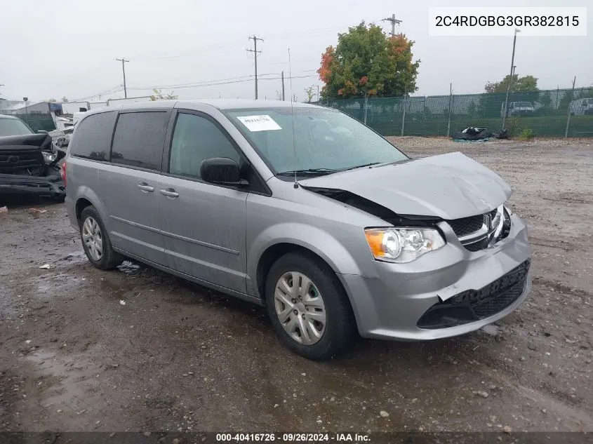 2016 Dodge Grand Caravan Se VIN: 2C4RDGBG3GR382815 Lot: 40416726