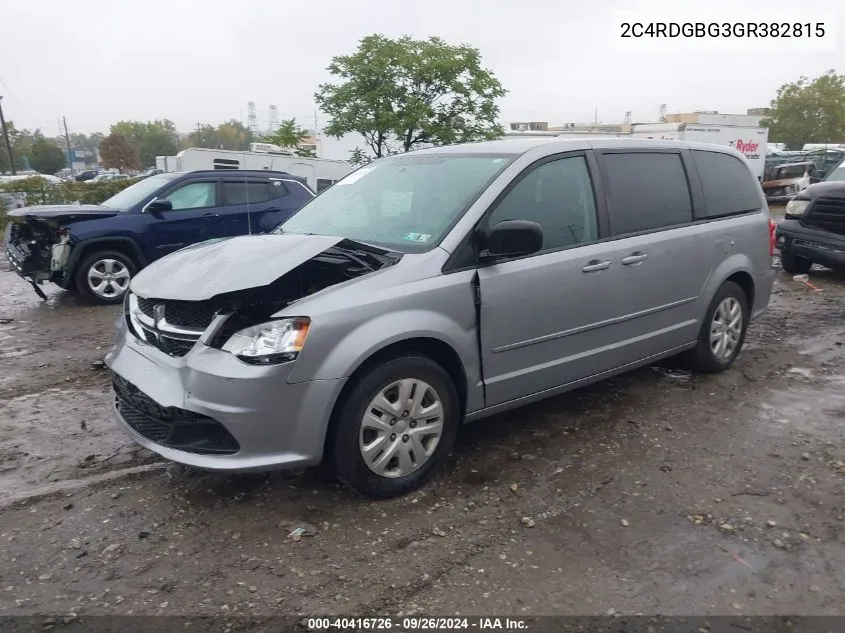 2016 Dodge Grand Caravan Se VIN: 2C4RDGBG3GR382815 Lot: 40416726