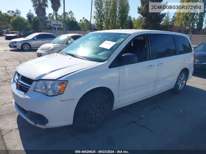 2016 Dodge Grand Caravan Se VIN: 2C4RDGBG3GR372950 Lot: 40428625