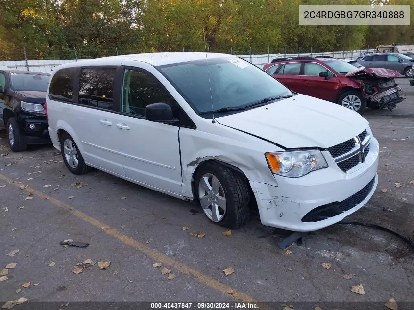 2016 Dodge Grand Caravan Se VIN: 2C4RDGBG7GR340888 Lot: 40437847