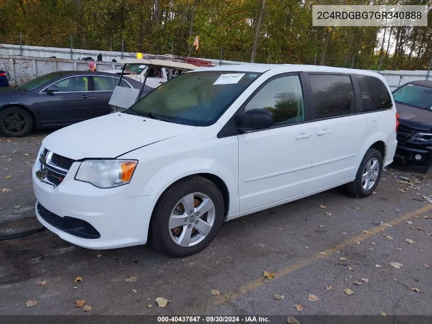 2016 Dodge Grand Caravan Se VIN: 2C4RDGBG7GR340888 Lot: 40437847