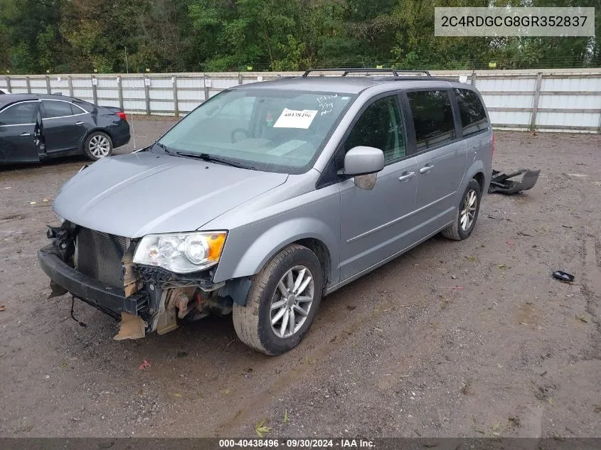 2016 Dodge Grand Caravan Sxt VIN: 2C4RDGCG8GR352837 Lot: 40438496