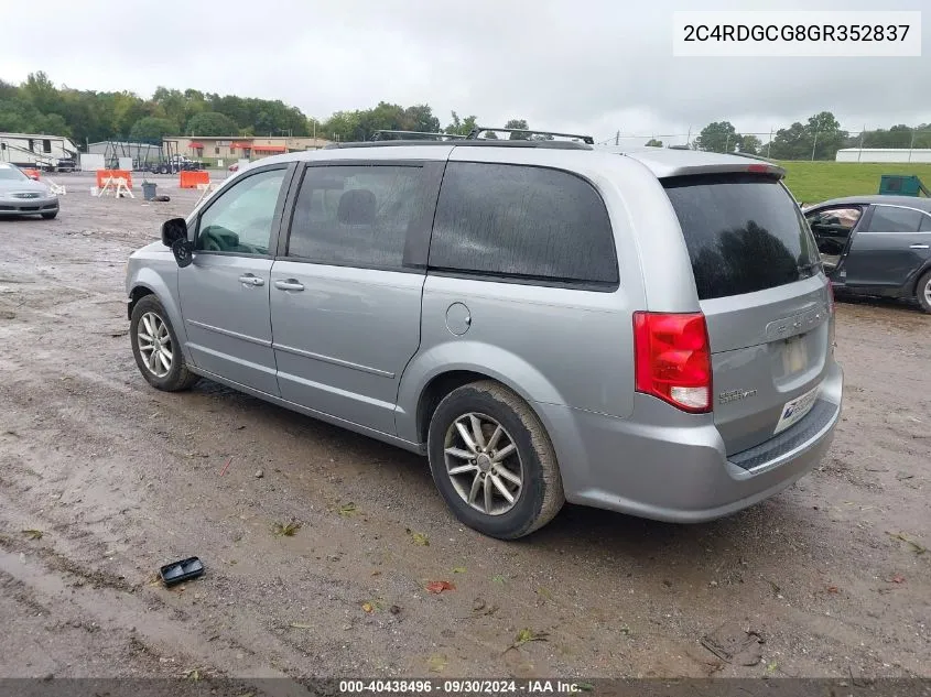 2016 Dodge Grand Caravan Sxt VIN: 2C4RDGCG8GR352837 Lot: 40438496