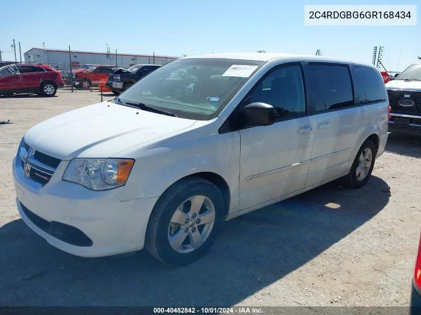 2016 Dodge Grand Caravan Se VIN: 2C4RDGBG6GR168434 Lot: 40452842