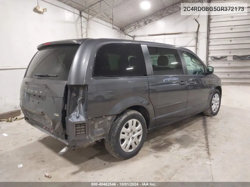 2016 Dodge Grand Caravan Se VIN: 2C4RDGBG5GR372173 Lot: 40462546