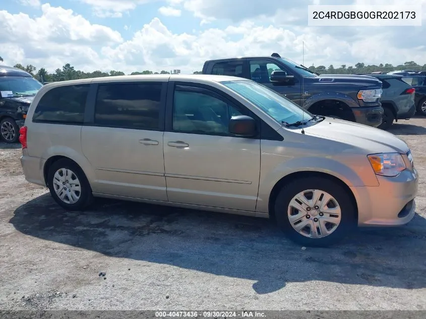 2016 Dodge Grand Caravan Se VIN: 2C4RDGBG0GR202173 Lot: 40473436