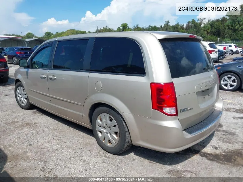 2016 Dodge Grand Caravan Se VIN: 2C4RDGBG0GR202173 Lot: 40473436