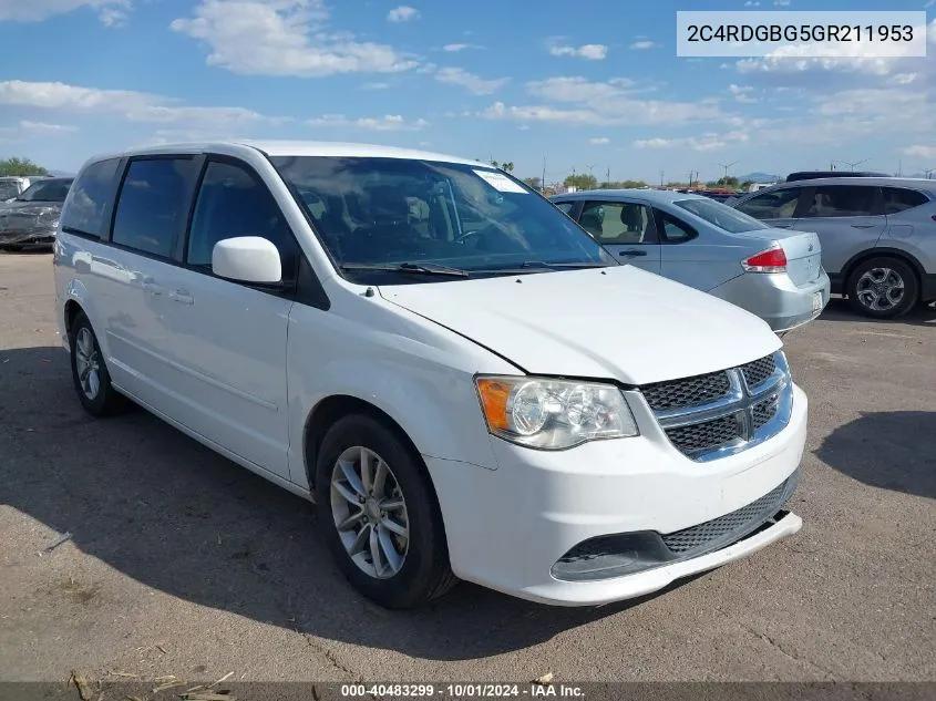 2016 Dodge Grand Caravan Se VIN: 2C4RDGBG5GR211953 Lot: 40483299