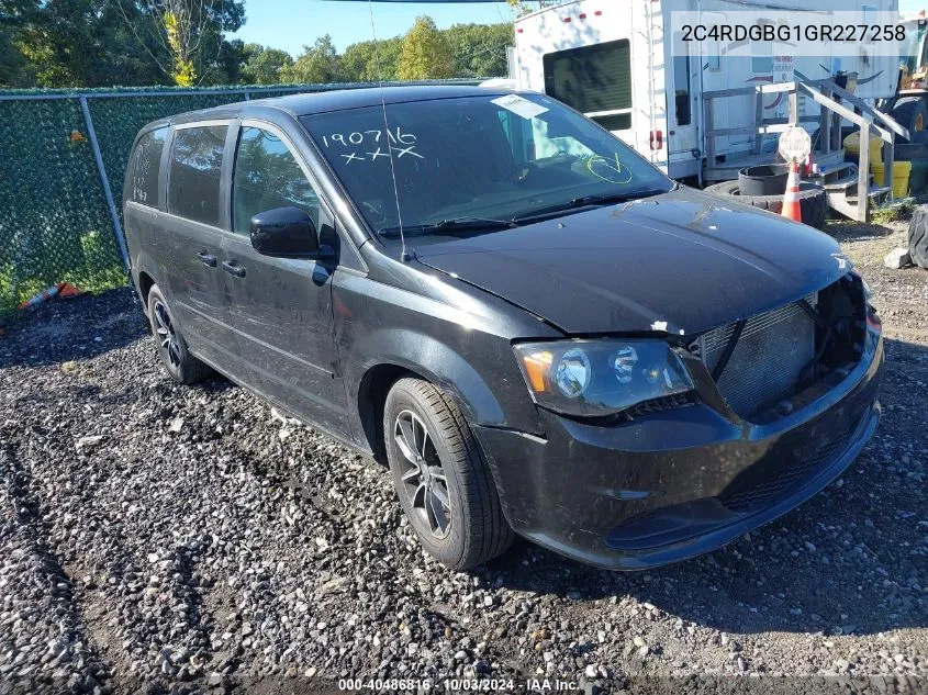 2016 Dodge Grand Caravan Se Plus VIN: 2C4RDGBG1GR227258 Lot: 40486816