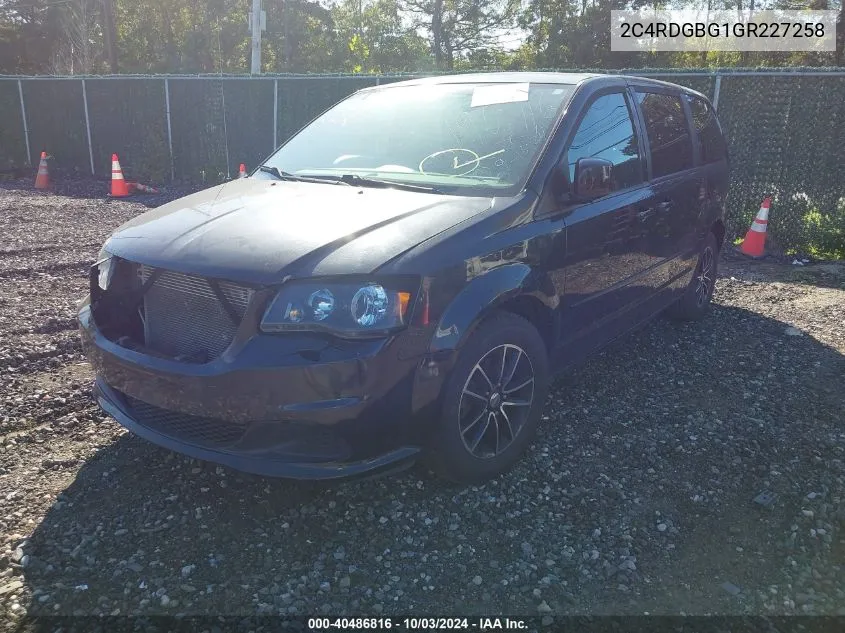 2016 Dodge Grand Caravan Se Plus VIN: 2C4RDGBG1GR227258 Lot: 40486816