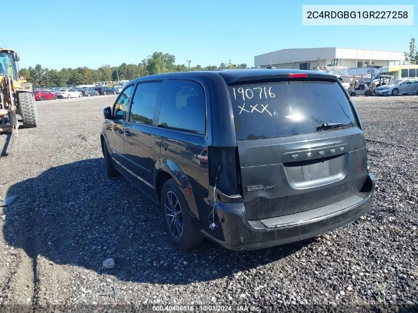 2C4RDGBG1GR227258 2016 Dodge Grand Caravan Se Plus