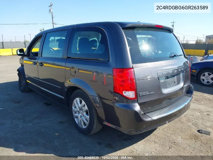 2016 Dodge Grand Caravan American Value Pkg VIN: 2C4RDGBG6GR263589 Lot: 40488038