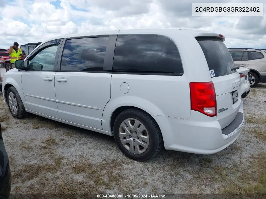 2C4RDGBG8GR322402 2016 Dodge Grand Caravan Se