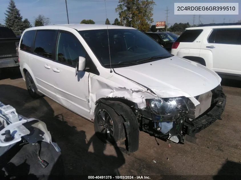 2016 Dodge Grand Caravan R/T VIN: 2C4RDGEG6GR399510 Lot: 40491375