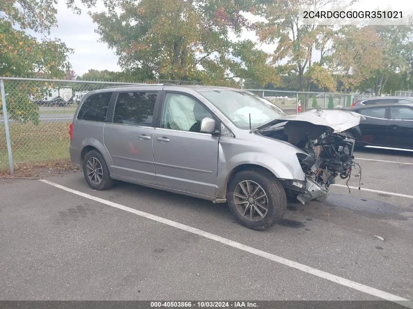 2016 Dodge Grand Caravan Sxt VIN: 2C4RDGCG0GR351021 Lot: 40503866