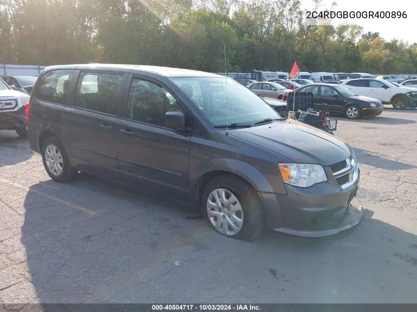 2016 Dodge Grand Caravan American Value Pkg VIN: 2C4RDGBG0GR400896 Lot: 40504717