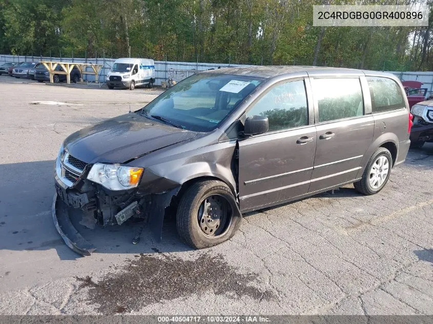 2016 Dodge Grand Caravan American Value Pkg VIN: 2C4RDGBG0GR400896 Lot: 40504717