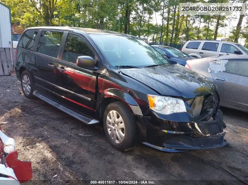 2016 Dodge Grand Caravan American Value Pkg VIN: 2C4RDGBG2GR251732 Lot: 40511817