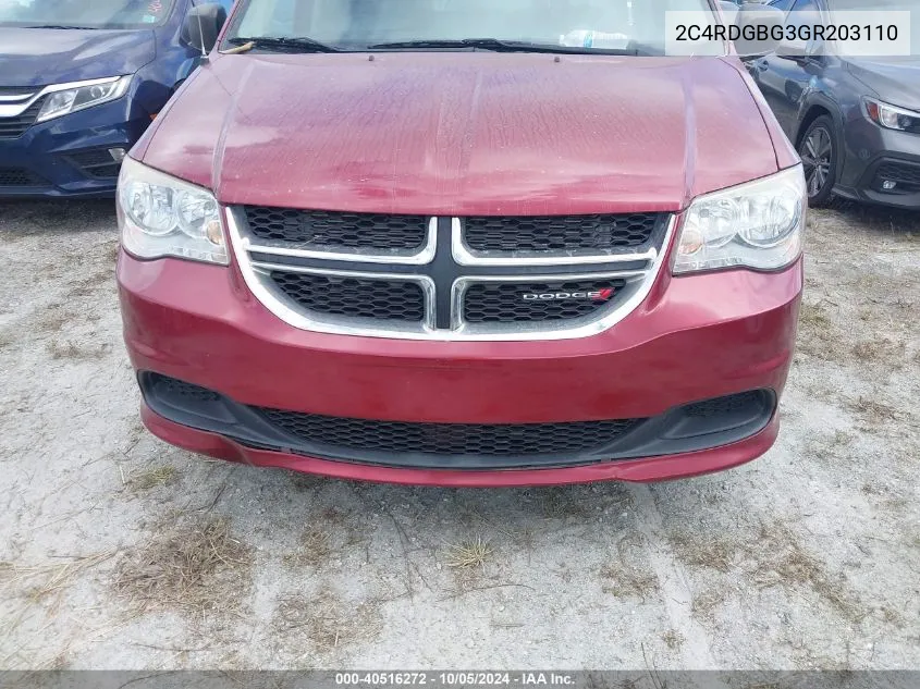 2C4RDGBG3GR203110 2016 Dodge Grand Caravan Se