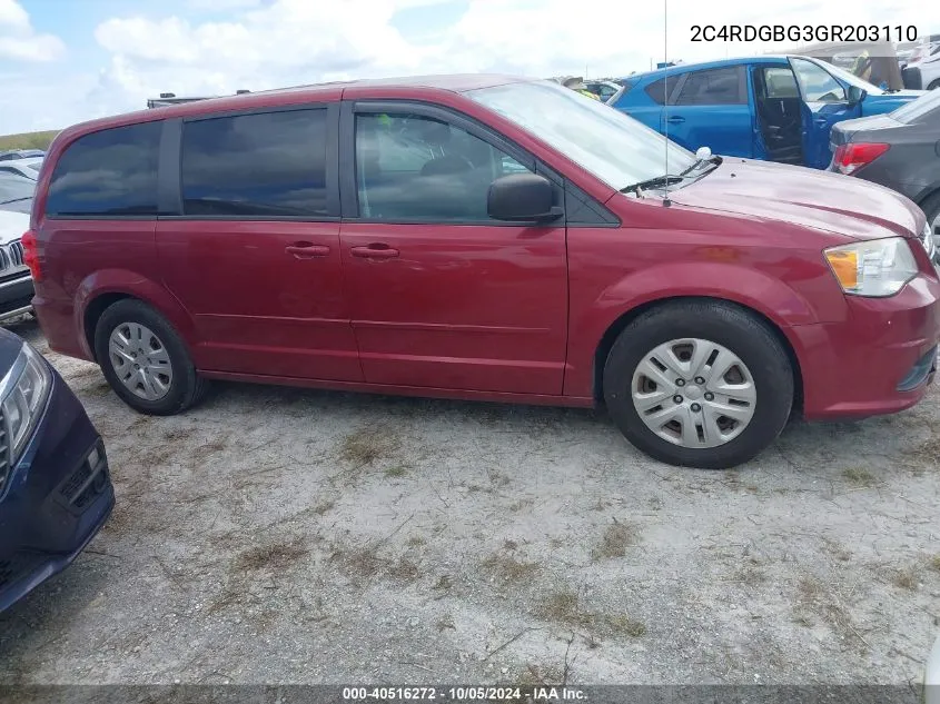 2C4RDGBG3GR203110 2016 Dodge Grand Caravan Se