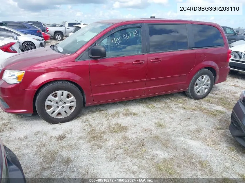 2C4RDGBG3GR203110 2016 Dodge Grand Caravan Se