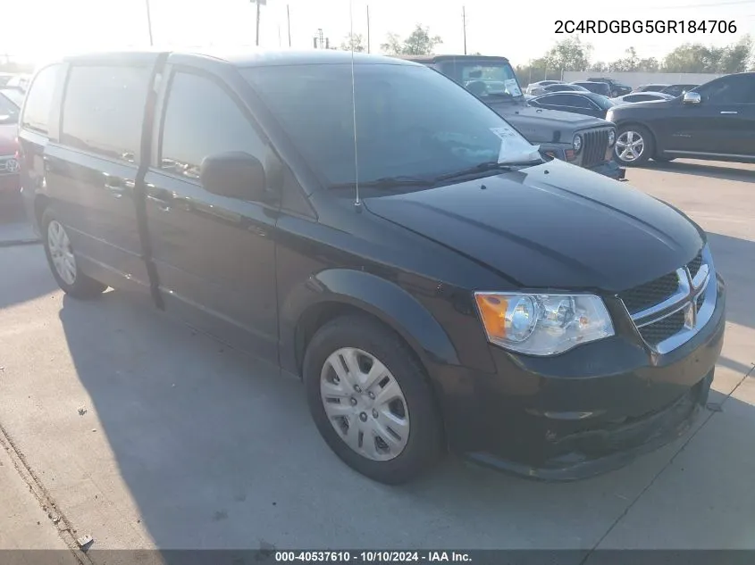 2016 Dodge Grand Caravan Se VIN: 2C4RDGBG5GR184706 Lot: 40537610