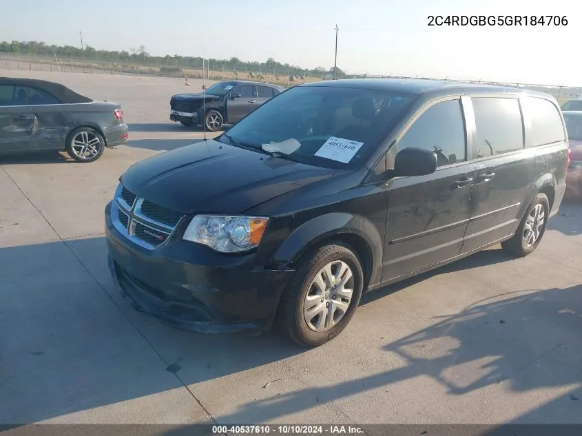 2016 Dodge Grand Caravan Se VIN: 2C4RDGBG5GR184706 Lot: 40537610